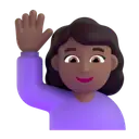 Woman raising hand: medium-dark skin tone 3D animated emoji