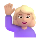 Woman raising hand: medium-light skin tone 3D animated emoji