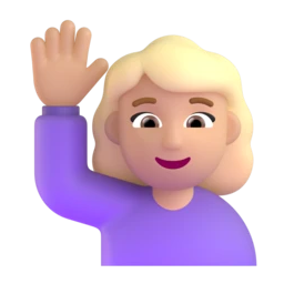 Woman raising hand: medium-light skin tone animated emoji