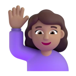 Woman raising hand: medium skin tone animated emoji