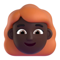 Woman: red hair: dark skin tone animated emoji