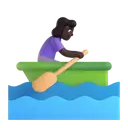 Woman rowing boat: dark skin tone 3D animated emoji