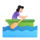 Woman rowing boat: light skin tone 3D animated emoji