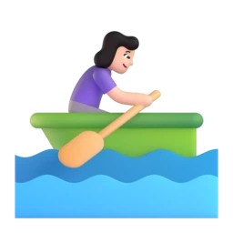 Woman rowing boat: light skin tone animated emoji