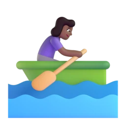 Woman rowing boat: medium-dark skin tone animated emoji