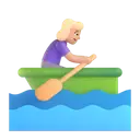 Woman rowing boat: medium-light skin tone 3D animated emoji