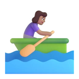 Woman rowing boat: medium skin tone animated emoji