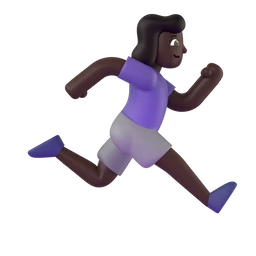 Woman running facing right: dark skin tone animated emoji