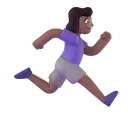 Woman running facing right: medium-dark skin tone 3D animated emoji