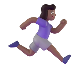 Woman running facing right: medium-dark skin tone animated emoji