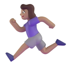Woman running: medium skin tone animated emoji