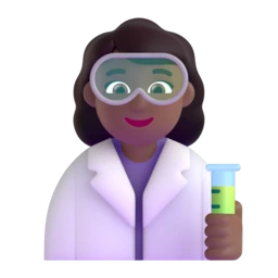 Woman scientist: medium-dark skin tone animated emoji