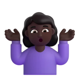 Woman shrugging: dark skin tone animated emoji