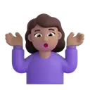 Woman shrugging: medium skin tone 3D animated emoji