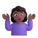 Woman shrugging: medium-dark skin tone 3D animated emoji