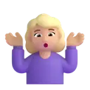 Woman shrugging: medium-light skin tone 3D animated emoji
