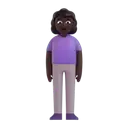 Woman standing: dark skin tone 3D animated emoji