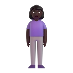 Woman standing: dark skin tone animated emoji