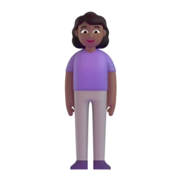 Woman standing: medium-dark skin tone animated emoji