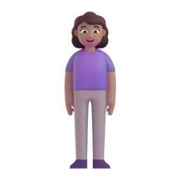 Woman standing: medium skin tone animated emoji