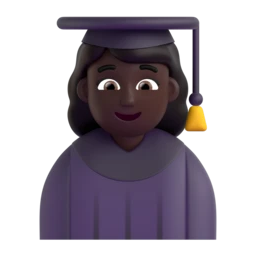 Woman student: dark skin tone animated emoji
