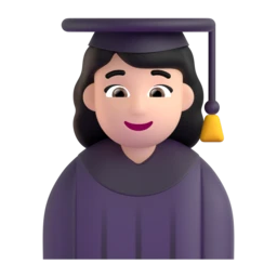 Woman student: light skin tone animated emoji