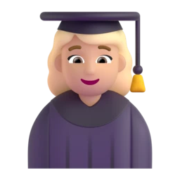Woman student: medium-light skin tone animated emoji