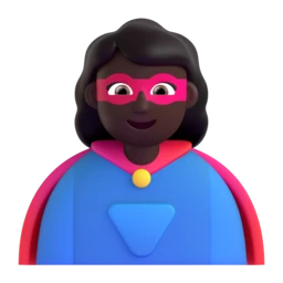 Woman superhero: dark skin tone animated emoji