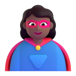 Woman superhero: medium-dark skin tone animated emoji