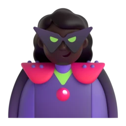 Woman supervillain: dark skin tone animated emoji