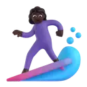 Woman surfing: dark skin tone 3D animated emoji
