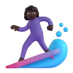 Woman surfing: dark skin tone animated emoji