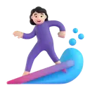 Woman surfing: light skin tone 3D animated emoji