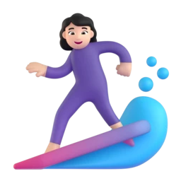 Woman surfing: light skin tone animated emoji