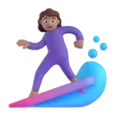 Woman surfing: medium skin tone 3D animated emoji