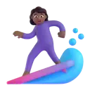 Woman surfing: medium-dark skin tone 3D animated emoji