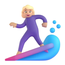 Woman surfing: medium-light skin tone animated emoji