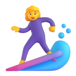 Woman surfing animated emoji
