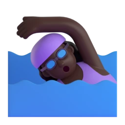 Woman swimming: dark skin tone animated emoji