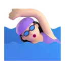 Woman swimming: light skin tone 3D animated emoji