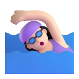 Woman swimming: light skin tone animated emoji