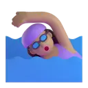 Woman swimming: medium skin tone 3D animated emoji