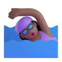 Woman swimming: medium-dark skin tone 3D animated emoji