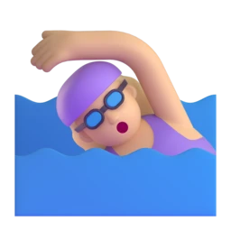 Woman swimming: medium-light skin tone animated emoji