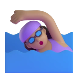 Woman swimming: medium skin tone animated emoji