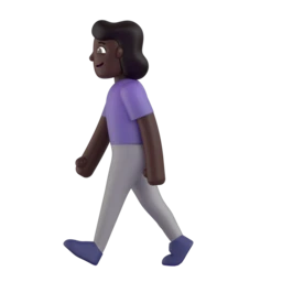 Woman walking: dark skin tone animated emoji