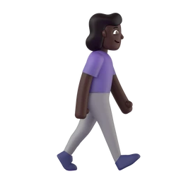 Woman walking facing right: dark skin tone animated emoji