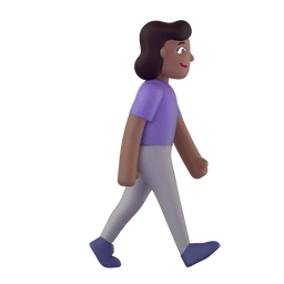 Woman walking facing right: medium-dark skin tone animated emoji