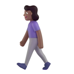 Woman walking: medium-dark skin tone animated emoji