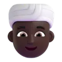 Woman wearing turban: dark skin tone 3D animated emoji